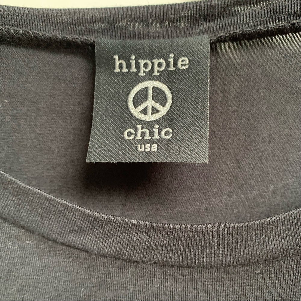 HIPPIE CHIC USA NEW WITH TAGS BLACK LONG SLEEVE SPORTY KNIT TOP WITH MESH SIZE L - Picture 4 of 7